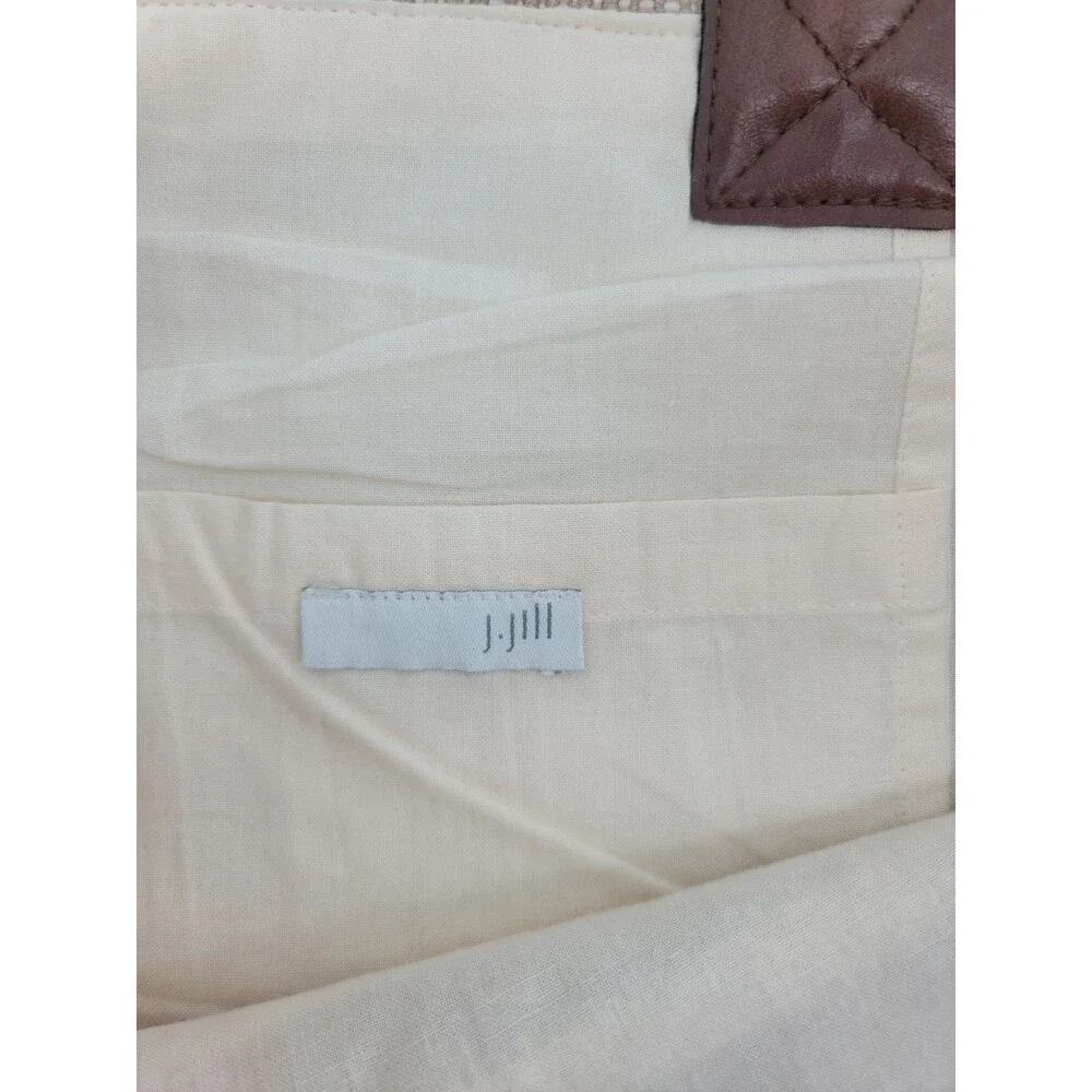 J. Jill Fabric with Embroidered Palms Tote Bag Sandstone Multi NWOT